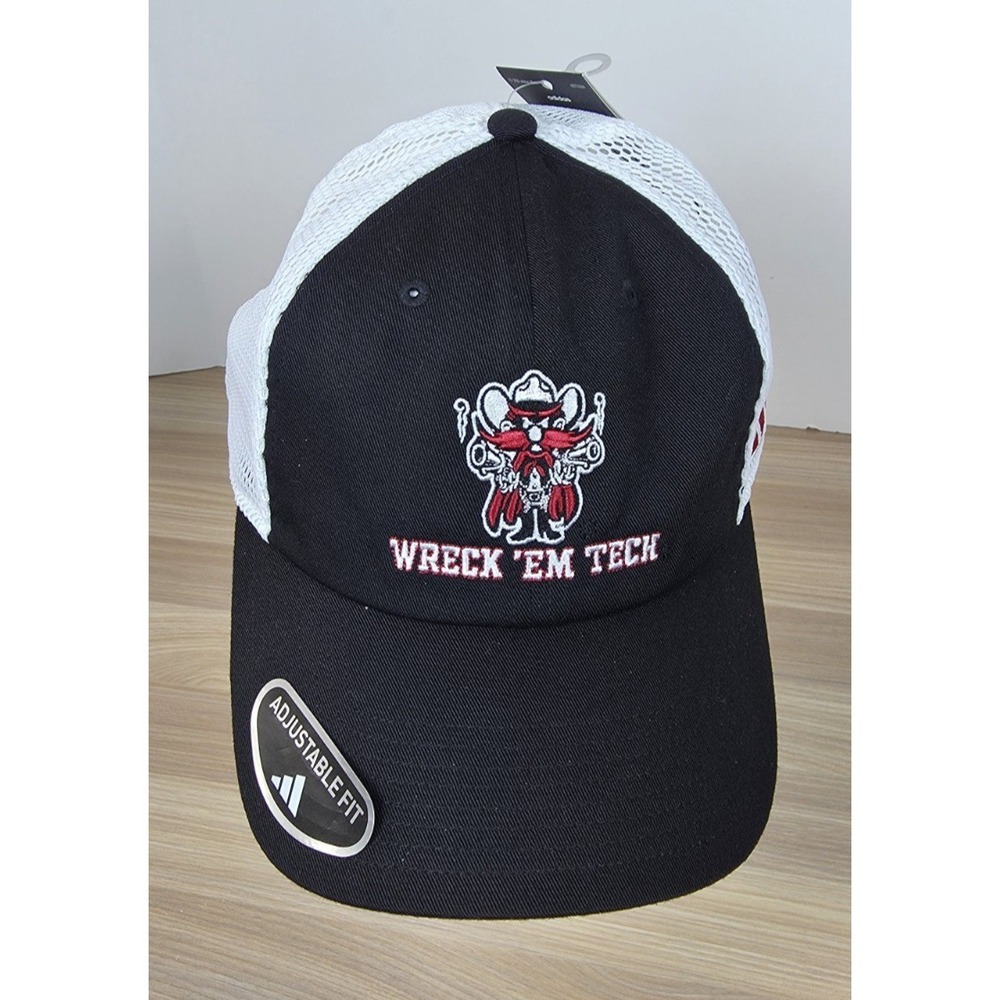 Adidas Hat Texas Tech Red Raiders Adjustable Unisex Black/White New